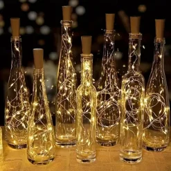 2M Solar String Lights, 20 LEDs Wine Bottle String Lights, Warm White, RGB and Waterproof for Christmas & Wedding Decorations 5pcs Set