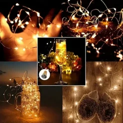 2M Solar String Lights, 20 LEDs Wine Bottle String Lights, Warm White, RGB and Waterproof for Christmas & Wedding Decorations 5pcs Set