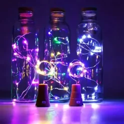 2M Solar String Lights, 20 LEDs Wine Bottle String Lights, Warm White, RGB and Waterproof for Christmas & Wedding Decorations 5pcs Set
