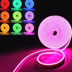 5M Waterproof LED Neon Tube Light, Flexible Strip Lights Single Color for Indoor Outdoor Decorative 12V EU/UK/US/AU Plug