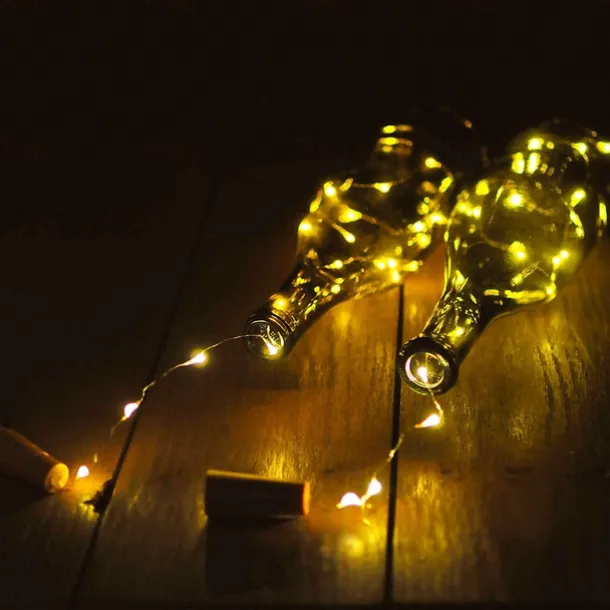 2m Wine Bottle String Lights 6pcs 20 LEDs Warm White White Red Creative Decoration for Party Holidays Christmas Tree Light up