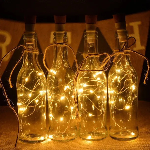 2m Wine Bottle String Lights 6pcs 20 LEDs Warm White White Red Creative Decoration for Party Holidays Christmas Tree Light up