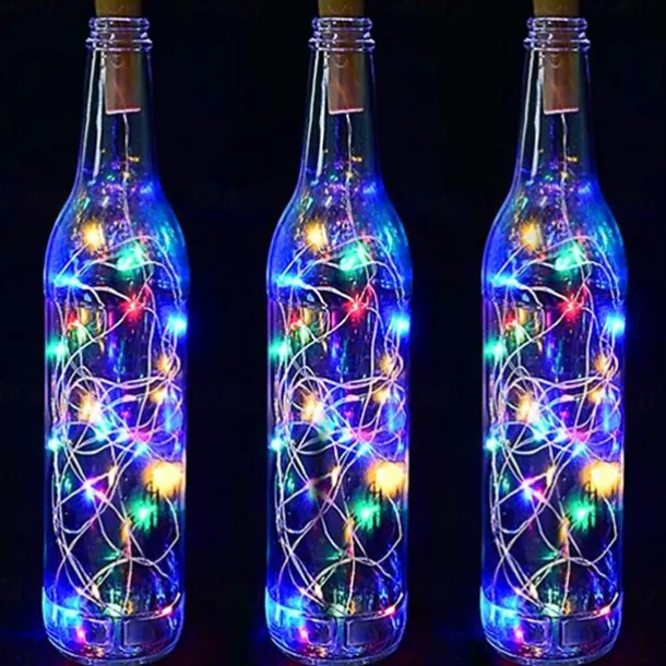 2m Wine Bottle String Lights 6pcs 20 LEDs Warm White White Red Creative Decoration for Party Holidays Christmas Tree Light up