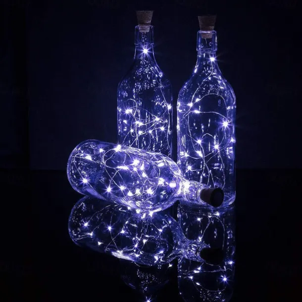 2m Wine Bottle String Lights 6pcs 20 LEDs Warm White White Red Creative Decoration for Party Holidays Christmas Tree Light up