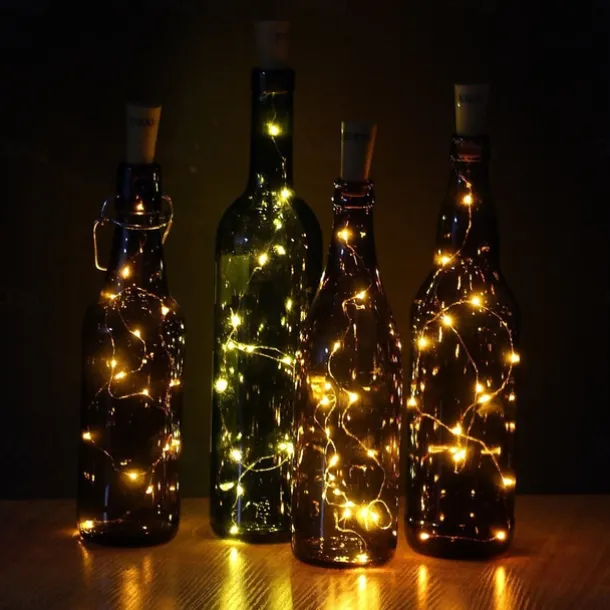 2m Wine Bottle String Lights 6pcs 20 LEDs Warm White White Red Creative Decoration for Party Holidays Christmas Tree Light up
