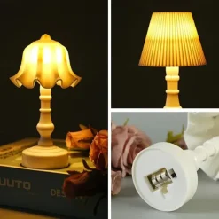 Macaron Colored Shell Flower Bud LED Desk Lamp, Bedroom & Dining Table Night Light, Simple Modern Decoration, Button Battery Powered 1PC