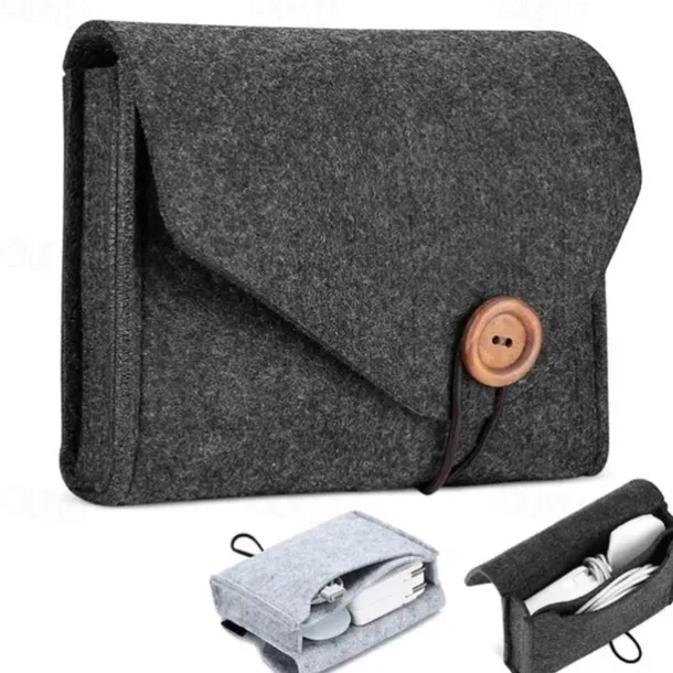Macbook Power Adapter Case Storage Bag Felt Portable Electronics Accessories Organizer Pouch for MacBook Pro Air Laptop Power Supply Magic Mouse Charger Cable Hard Drive Power Bank
