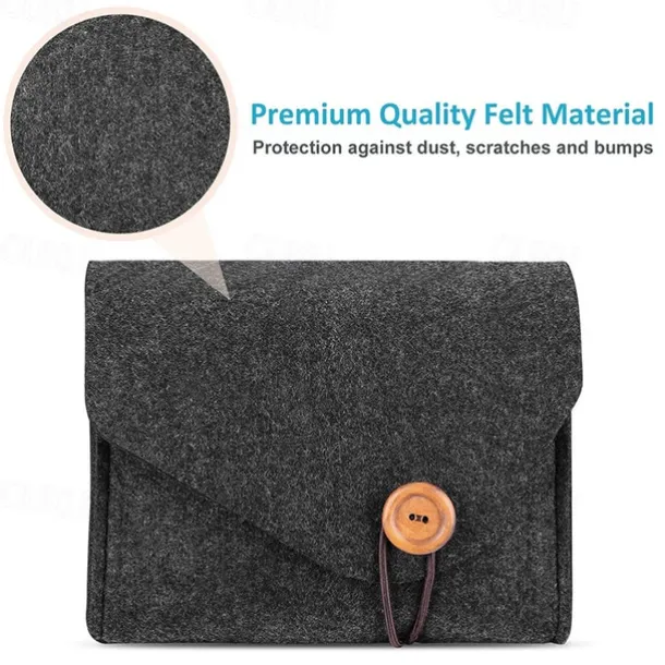 Macbook Power Adapter Case Storage Bag Felt Portable Electronics Accessories Organizer Pouch for MacBook Pro Air Laptop Power Supply Magic Mouse Charger Cable Hard Drive Power Bank