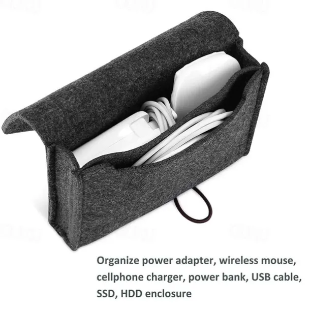 Macbook Power Adapter Case Storage Bag Felt Portable Electronics Accessories Organizer Pouch for MacBook Pro Air Laptop Power Supply Magic Mouse Charger Cable Hard Drive Power Bank