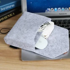 Macbook Power Adapter Case Storage Bag Felt Portable Electronics Accessories Organizer Pouch for MacBook Pro Air Laptop Power Supply Magic Mouse Charger Cable Hard Drive Power Bank