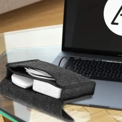 Macbook Power Adapter Case Storage Bag Felt Portable Electronics Accessories Organizer Pouch for MacBook Pro Air Laptop Power Supply Magic Mouse Charger Cable Hard Drive Power Bank