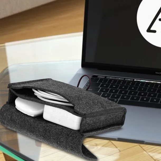 Macbook Power Adapter Case Storage Bag Felt Portable Electronics Accessories Organizer Pouch for MacBook Pro Air Laptop Power Supply Magic Mouse Charger Cable Hard Drive Power Bank