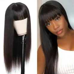 Machine Made Wig Black Straight Human Hair 150% Density For Black Women