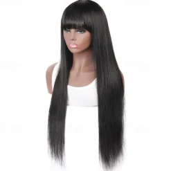 Machine Made Wig Black Straight Human Hair 150% Density For Black Women