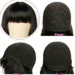 Machine Made Wig Black Straight Human Hair 150% Density For Black Women