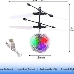 Magic Flying Ball Toy - Infrared Induction RC Drone, Disco Light LEDs, Rechargeable Indoor Outdoor Helicopter - for Boys Girls Festive Teens Tweens & Adults