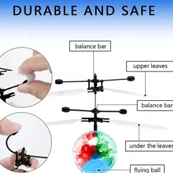 Magic Flying Ball Toy - Infrared Induction RC Drone, Disco Light LEDs, Rechargeable Indoor Outdoor Helicopter - for Boys Girls Festive Teens Tweens & Adults