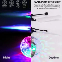 Magic Flying Ball Toy - Infrared Induction RC Drone, Disco Light LEDs, Rechargeable Indoor Outdoor Helicopter - for Boys Girls Festive Teens Tweens & Adults