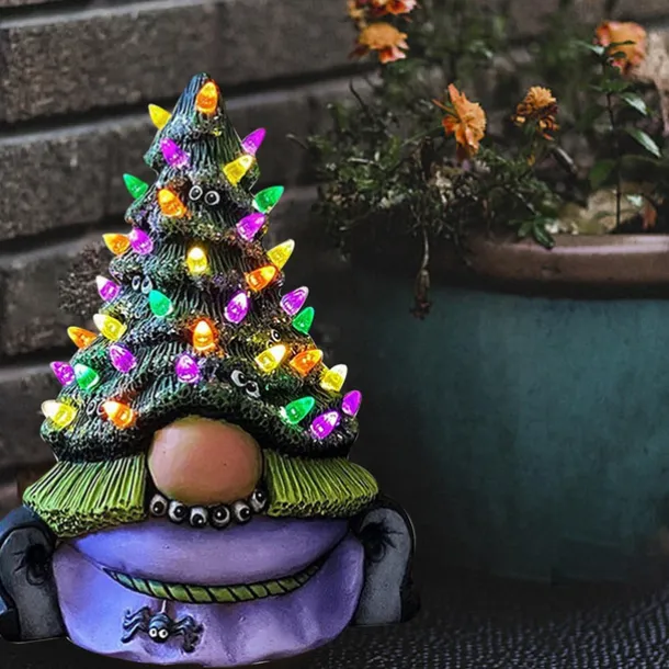 Magic Witch Gnome Tree Halloween Ghost Outdoor Light Festival Dress Up Skeleton Horror Hanging Glowing Halloween Party Decor