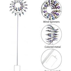 Magical Metal Garden Windmill,Kinetic Wind Spinners,Wind Sculpture for Yard 3D Outdoor Wind Kinetic Sculpture Move with The Wind - Metal Wind Spinners Suitable for Garden Terrace Lawn Yard