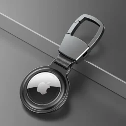 Magnetic Cases For Apple Airtag Bluetooth Locator Tracker Sleeve Anti-Lost Anti-Scratch Metal Protective Cover With Keychain For Airtags