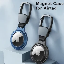 Magnetic Cases For Apple Airtag Bluetooth Locator Tracker Sleeve Anti-Lost Anti-Scratch Metal Protective Cover With Keychain For Airtags