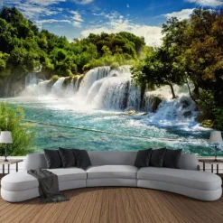 Magnificent Waterfall Hanging Tapestry Wall Art Large Tapestry Mural Decor Photograph Backdrop Blanket Curtain Home Bedroom Living Room Decoration