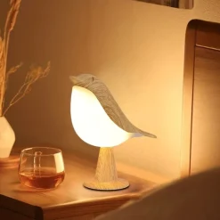 Magpie Night Light with Tri-color Touch Control Dimmable Cute Little Bird Night Light Rechargeable Aromatherapy Table Lamp for Bedroom Nursery Office Car Home Decor