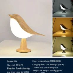 Magpie Night Light with Tri-color Touch Control Dimmable Cute Little Bird Night Light Rechargeable Aromatherapy Table Lamp for Bedroom Nursery Office Car Home Decor