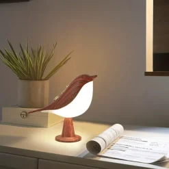 Magpie Night Light with Tri-color Touch Control Dimmable Cute Little Bird Night Light Rechargeable Aromatherapy Table Lamp for Bedroom Nursery Office Car Home Decor