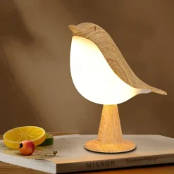 Magpie Night Light with Tri-color Touch Control Dimmable Cute Little Bird Night Light Rechargeable Aromatherapy Table Lamp for Bedroom Nursery Office Car Home Decor