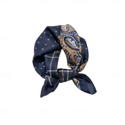 Male 100% Silk Square Scarf Outdoor Vacation Office Dark Yellow Black Scarf