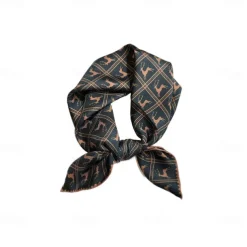 Male 100% Silk Square Scarf Outdoor Vacation Office Dark Yellow Black Scarf