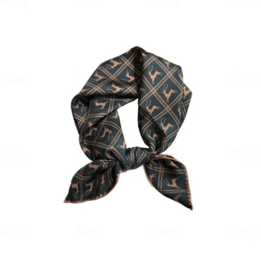Male 100% Silk Square Scarf Outdoor Vacation Office Dark Yellow Black Scarf