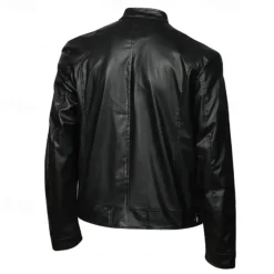 Male Faux Leather Jacket Transition Jacket Biker Jacket Casual Daily Travel Pocket All Seasons Solid / Plain Color Leisure Sweet Standing Collar Regular Black Royal Blue Brown Khaki Jacket