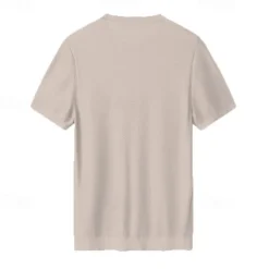 Male Silk Cotton Lyocell Blend T-Shirt Short Sleeve Crew Neck Summer Plain Jacquard Elegant Classic Crewneck Minimalist Vacation Home Cotton Black Blue Navy Blue Top Tee for Men