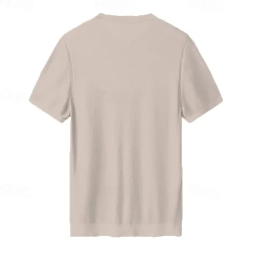 Male Silk Cotton Lyocell Blend T-Shirt Short Sleeve Crew Neck Summer Plain Jacquard Elegant Classic Crewneck Minimalist Vacation Home Cotton Black Blue Navy Blue Top Tee for Men