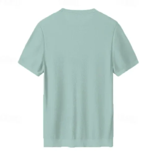 Male Silk Cotton Lyocell Blend T-Shirt Short Sleeve Crew Neck Summer Plain Jacquard Elegant Classic Crewneck Minimalist Vacation Home Cotton Black Blue Navy Blue Top Tee for Men