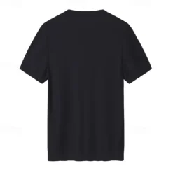 Male Silk Cotton Lyocell Blend T-Shirt Short Sleeve Crew Neck Summer Plain Jacquard Elegant Classic Crewneck Minimalist Vacation Home Cotton Black Blue Navy Blue Top Tee for Men