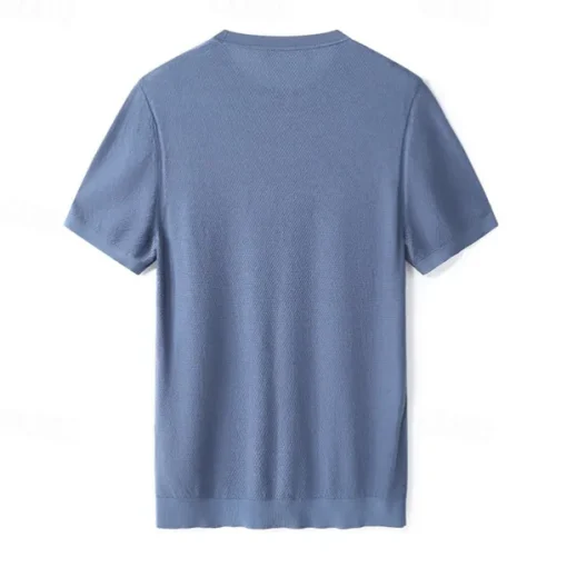 Male Silk Cotton Lyocell Blend T-Shirt Short Sleeve Crew Neck Summer Plain Jacquard Elegant Classic Crewneck Minimalist Vacation Home Cotton Black Blue Navy Blue Top Tee for Men
