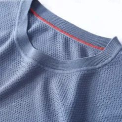 Male Silk Cotton Lyocell Blend T-Shirt Short Sleeve Crew Neck Summer Plain Jacquard Elegant Classic Crewneck Minimalist Vacation Home Cotton Black Blue Navy Blue Top Tee for Men