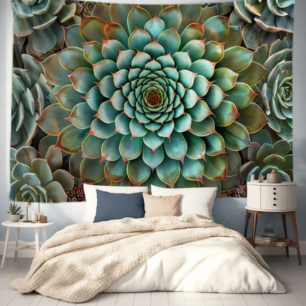 Mandala Bohemian Succulents Hanging Tapestry Wall Art Large Tapestry Mural Decor Photograph Backdrop Blanket Curtain Home Bedroom Living Room Decoration
