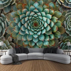 Mandala Bohemian Succulents Hanging Tapestry Wall Art Large Tapestry Mural Decor Photograph Backdrop Blanket Curtain Home Bedroom Living Room Decoration