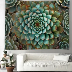 Mandala Bohemian Succulents Hanging Tapestry Wall Art Large Tapestry Mural Decor Photograph Backdrop Blanket Curtain Home Bedroom Living Room Decoration