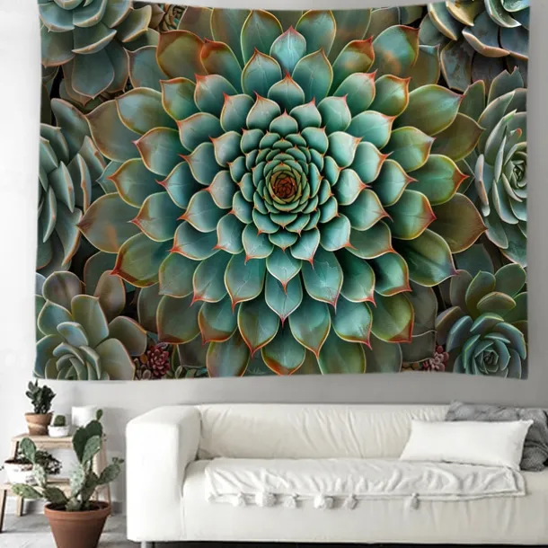 Mandala Bohemian Succulents Hanging Tapestry Wall Art Large Tapestry Mural Decor Photograph Backdrop Blanket Curtain Home Bedroom Living Room Decoration