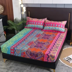 Mandala Geometric Fitted Sheets Single Small Double King Super King Small Square Bottom Sheets Twin Full Size Bedsheet Bed White Multicolor