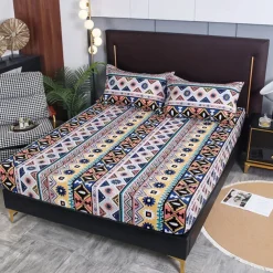 Mandala Geometric Fitted Sheets Single Small Double King Super King Small Square Bottom Sheets Twin Full Size Bedsheet Bed White Multicolor
