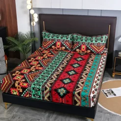 Mandala Geometric Fitted Sheets Single Small Double King Super King Small Square Bottom Sheets Twin Full Size Bedsheet Bed White Multicolor