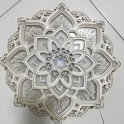 Mandala Night Light Wooden Decorative Lamp Yoga Room LED Night Light Multilayered Laser Cut Carved Light Wall Decor for Home Living Room Bedroom Ornament 1PC
