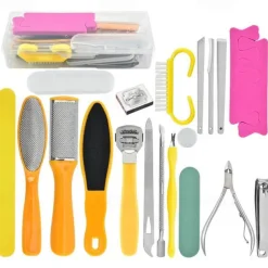 Manicure Set 20 in 1 Stainless Steel Professional Pedicure Kit Nail Scissors Grooming Kit with Black Leather Travel Case